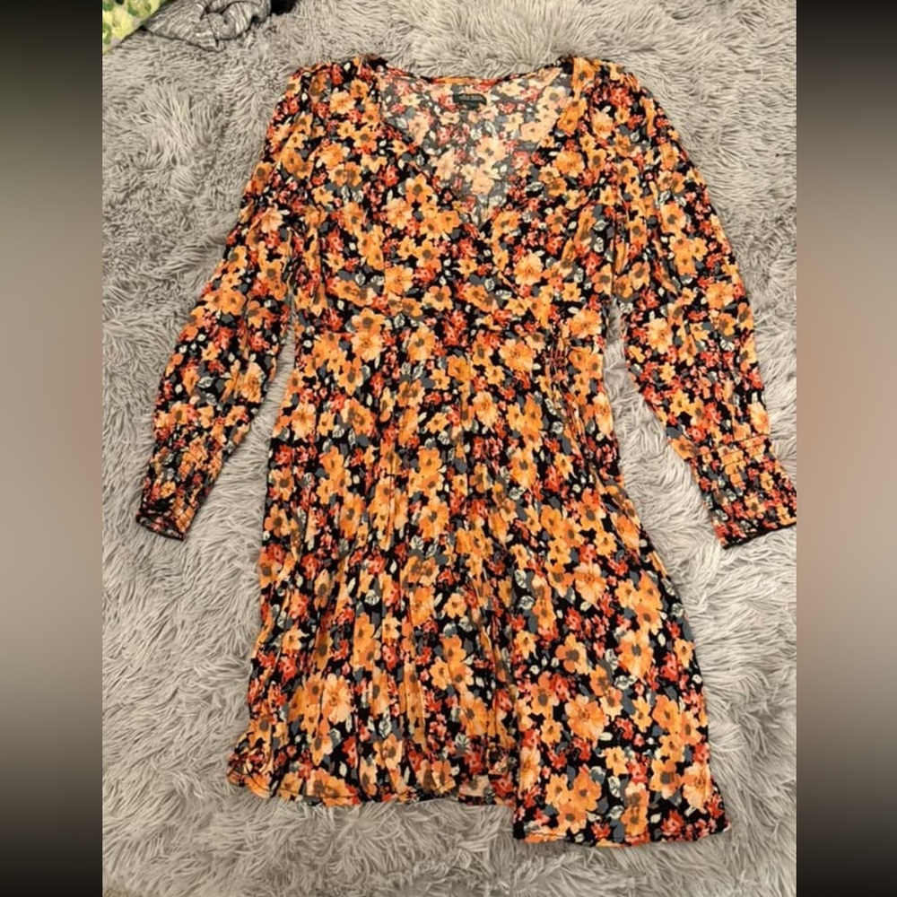 NWOT Wild Fable Floral Mini Dress - Orange and Black